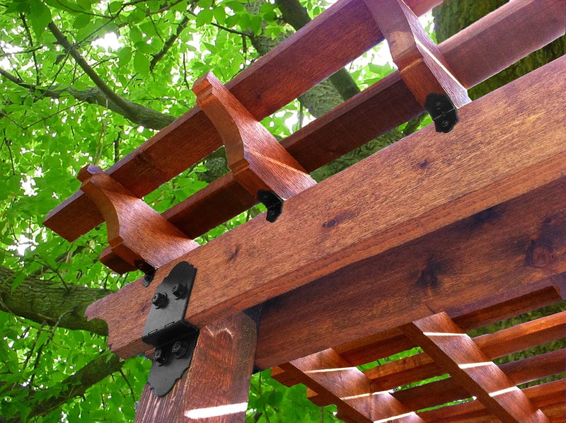 OZCO Laredo Sunset 8" Post to Beam Connector Heavy Duty Black Powder-Coated Steel Bracket for Wood Posts, Outdoor Beam Braces, Corner Brackets, Angle Brackets for Wood and Aluminum, 2-Pack, 56610 - Image 4